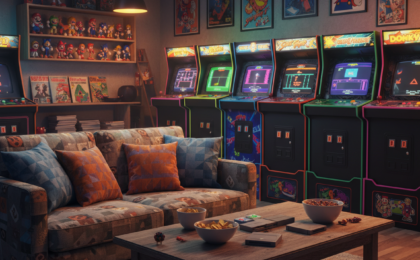 retro gaming room setup