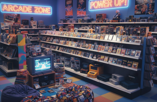 Game Room Arrangements Inspired by Classic Electronics Stores From the 90s