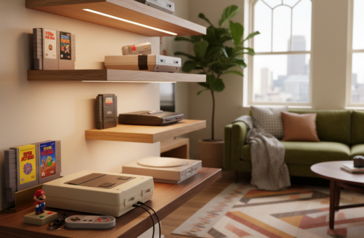 Floating Shelves That Turn Old Consoles Into Decorative Centerpieces